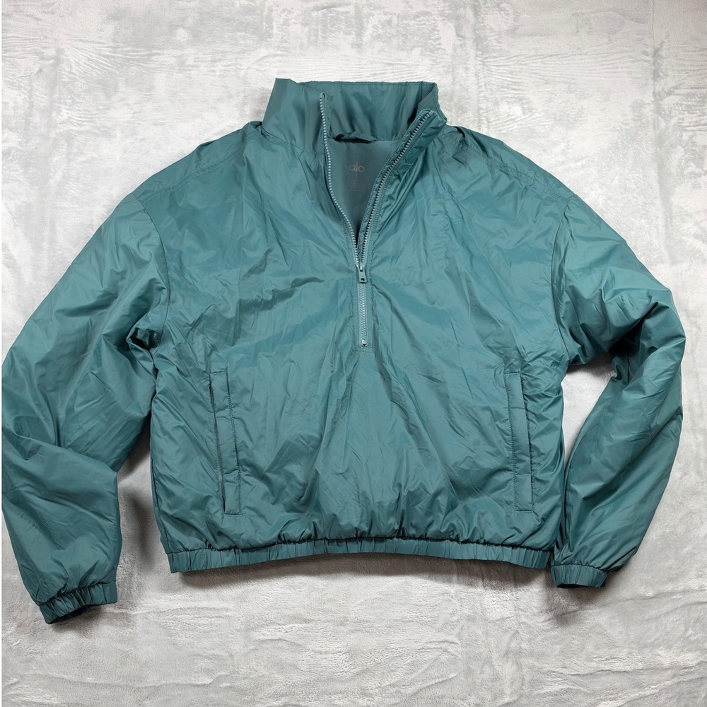 Alo Latitude 1/2 Zip Pullover Jacket Men S Teal Green Lightweight M4161R
